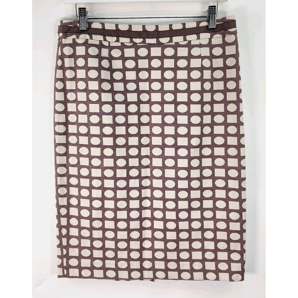 Boden Skirt Women's 8 Geometric Pencil Woven Preppy Stretch Smoky Plum Ivory